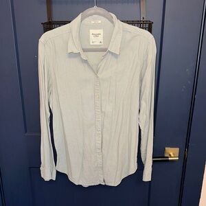 Abercrombie & Fitch Boyfriend Fit Light Green Linen Blend button up size M